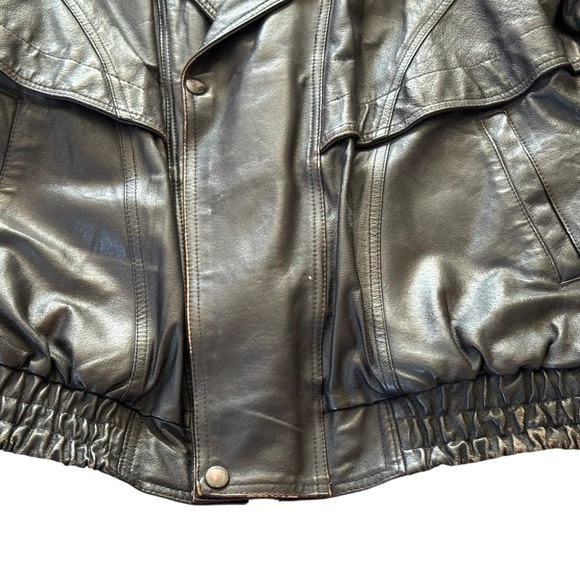 Gianni Ferrara Leather Jacket Men Size Large Black Full Zip Lined - Picture 3 of 10